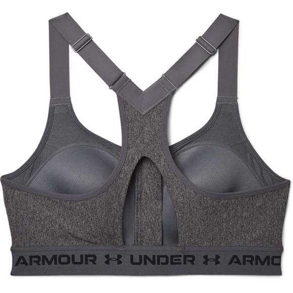 (1724) Under Armour Women's High Crossback Heather Zip Bra Gray NWT - Picture 4 of 8